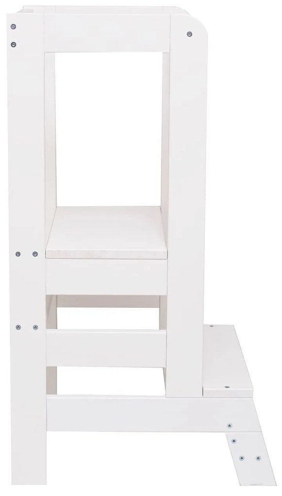 Inaltator Learning Tower Ajustabil, Ajutor de bucatarie MeowBaby  , lemn Alb