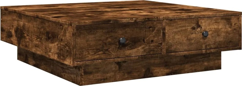 vidaXL Măsuță de cafea, stejar fumuriu, 90x90x28 cm, lemn prelucrat