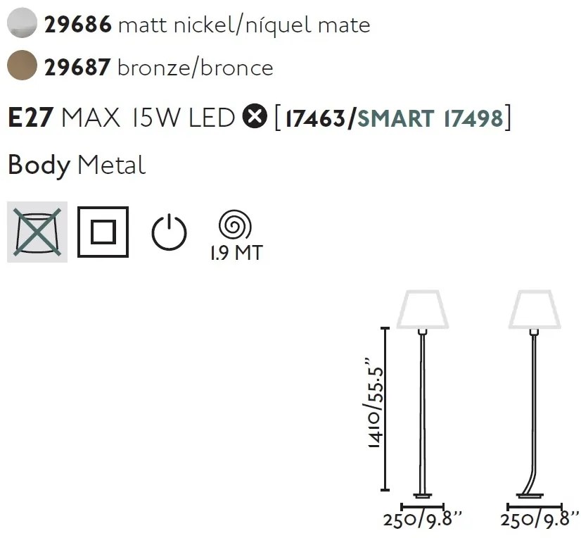 Lampadar / Lampa de podea eleganta design clasic REM nickel/alb