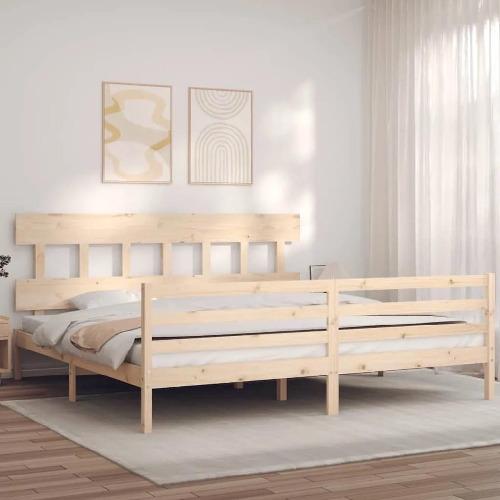 3195176 vidaXL Cadru pat cu tăblie 200x200 cm, lemn masiv de pin
