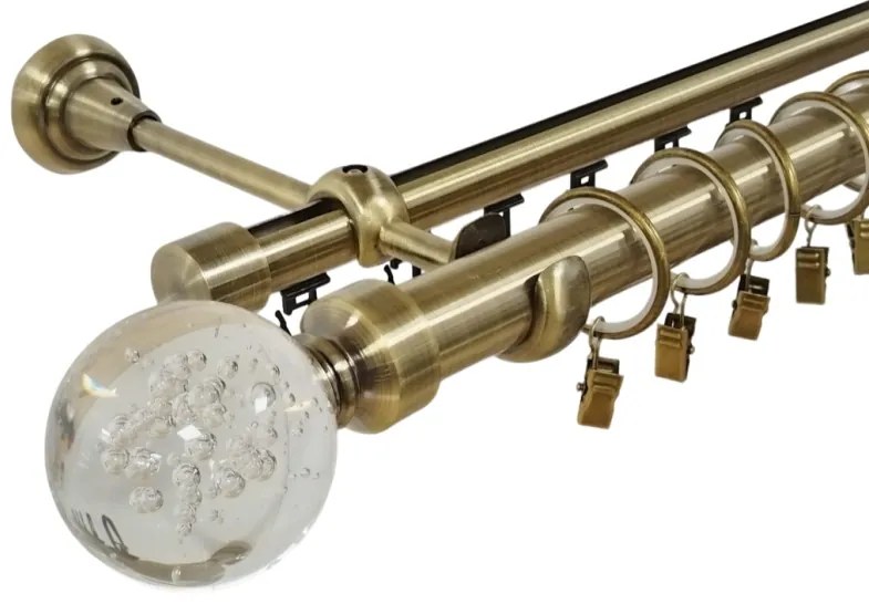 Galerie dubla nysa , teava neteda si profil,grosime 25 si 19mm, aur antic (Alege marime: 400 cm)