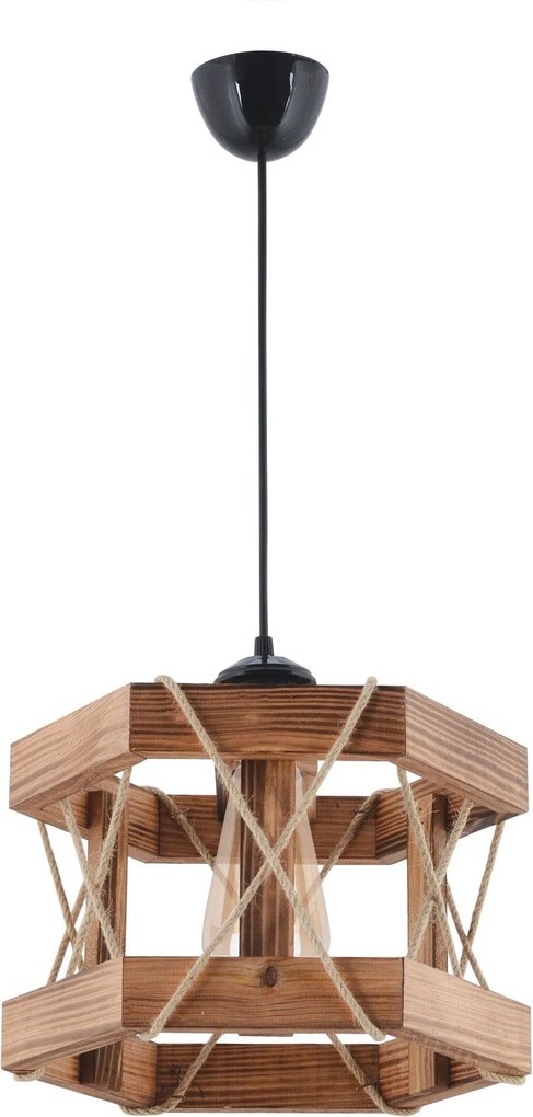 Lustra HEXAGONAL, stejar/negru, lemn/metal, 29x64 cm