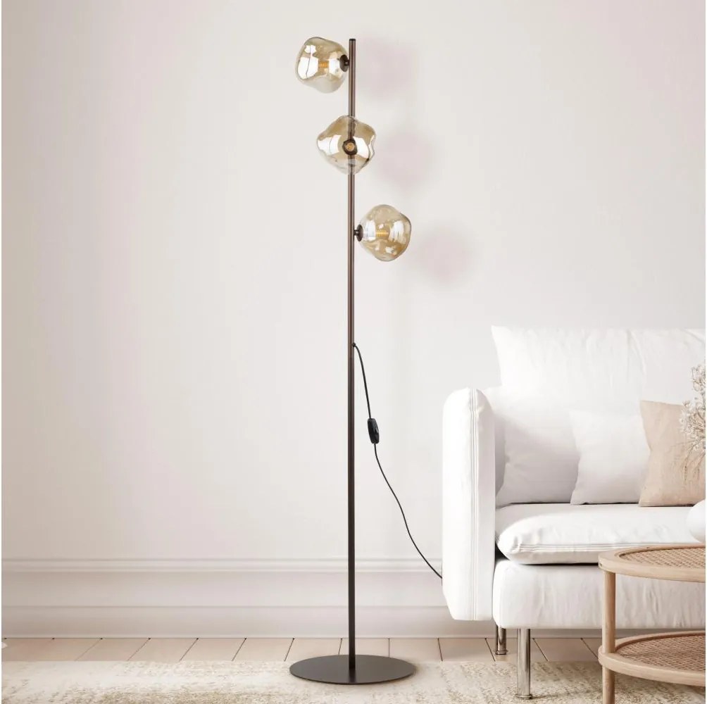 Brilagi - Lampă de podea VULCANO 3xG9/8W/230V bronz/bej fumuriu
