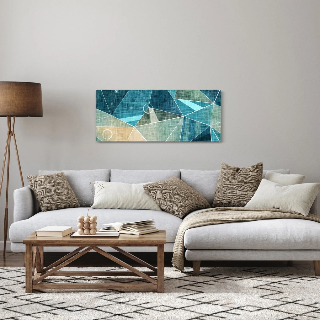 Tablou - Abstract turcoaz (120x50 cm)