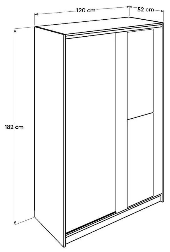 Dulap Haine Adore Elit Mediu , 2 usi glisante cu oglinda, Alb - Lemn Natural, 120 x 182 x 52 cm