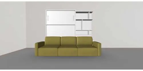 Set pat rabatabil dublu cu canapea 3 locuri si biblioteca - royal simple bookcase set (150x200)