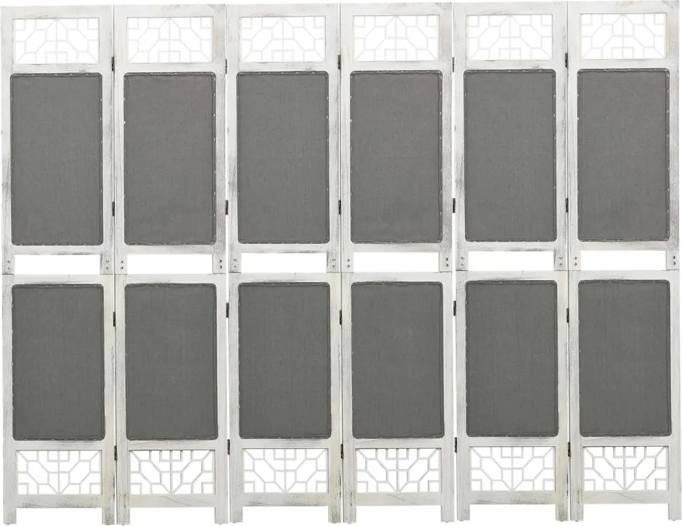 vidaXL Paravan de cameră cu 6 panouri, gri, 210x165 cm, textil