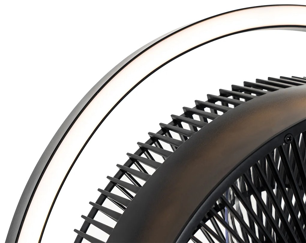 Ventilator de podea cu trepied negru, inclusiv LED reglabil cu 3 trepte de luminozitate - Marleen