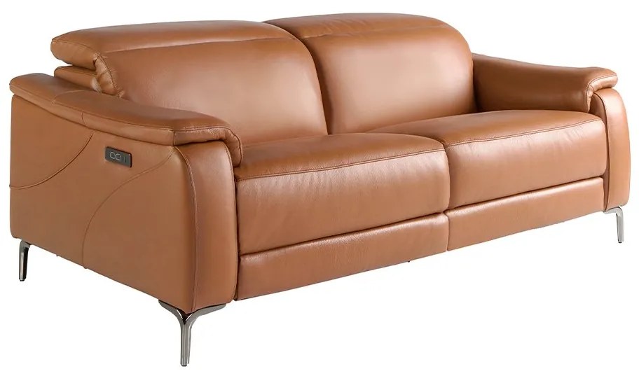 Canapea 3 locuri eleganta, design LUX cu functia relax Cowhide brown leather