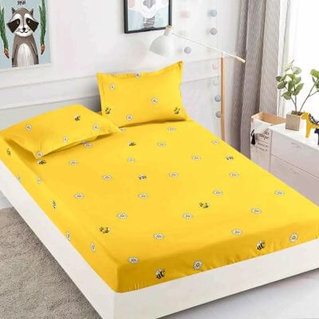 Husă protecție pat cu elastic, bumbac finet, 180 x 200 cm, 3 piese, HPP12