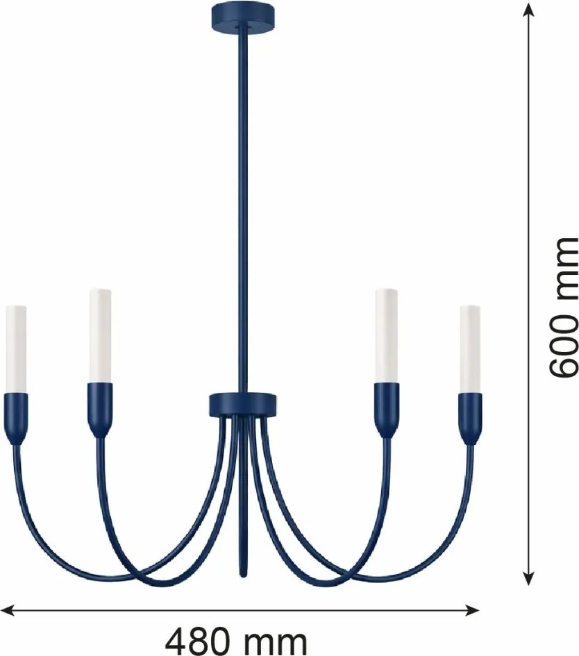 Candelabru cu 5 brate AUGUSTINE blue/alb