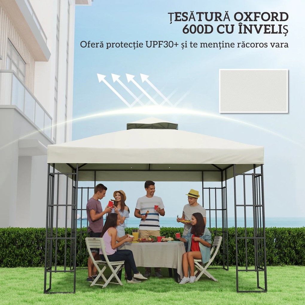 Outsunny invelis de inlocuire pentru Pergola de Gradina cu Doua Nivele si Orificii de Drenaj, 300x300 cm, Alb Crem | Aosom Romania