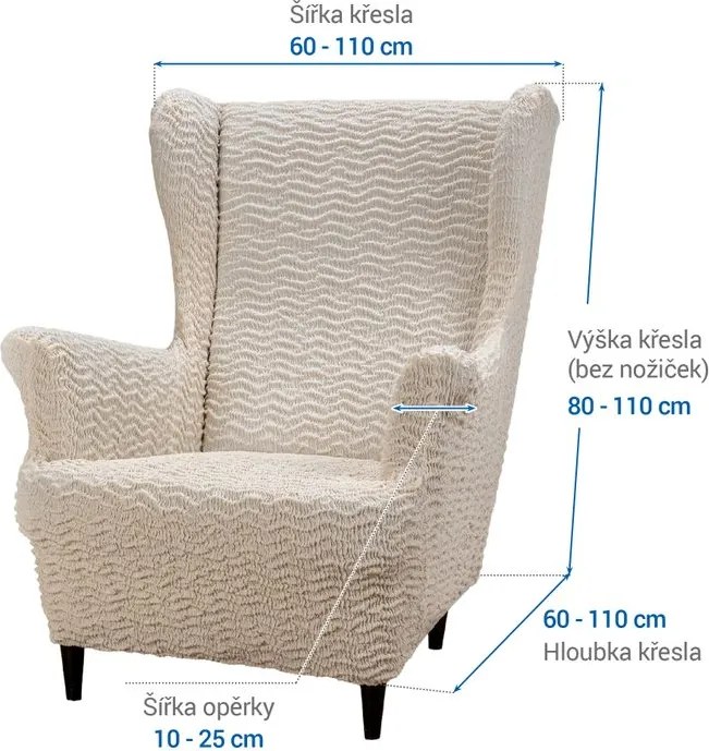 Gaico Huse bielastice CRISTINA smântână fotoliu clasic (l. 60 - 110 cm)