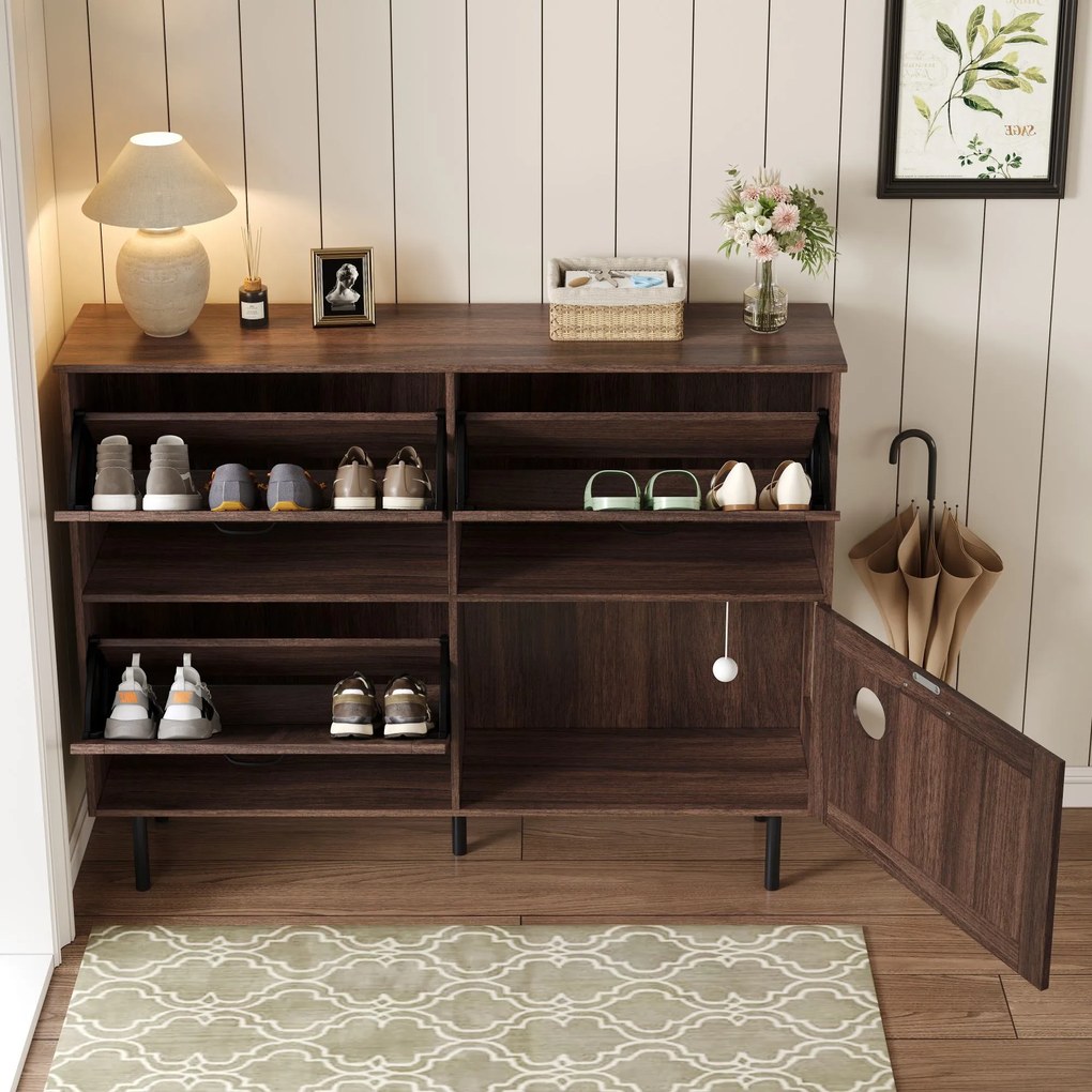 Pantofar cu 3 clapete, cu raft pentru jucării pentru animale de companie, 120x28x92 cm, Maro