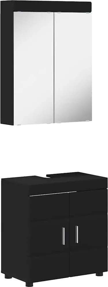 vidaXL Set de mobilier pentru baie cu raft TULUM Negru Lemn compozit