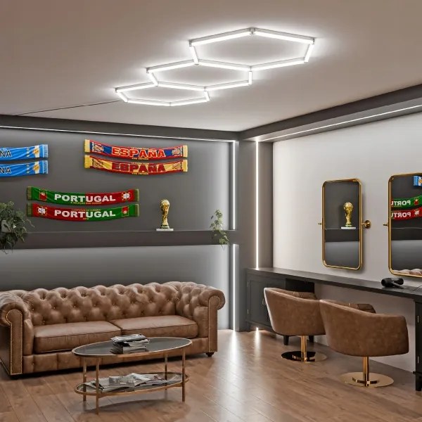 Plafonieră LED HEXAGON LED/128W/85-265V 6000K 248x97 cm CRI 90 IP54 albă