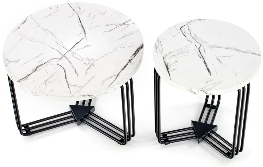 Masuta cafea Antica M marble alba – H41 cm