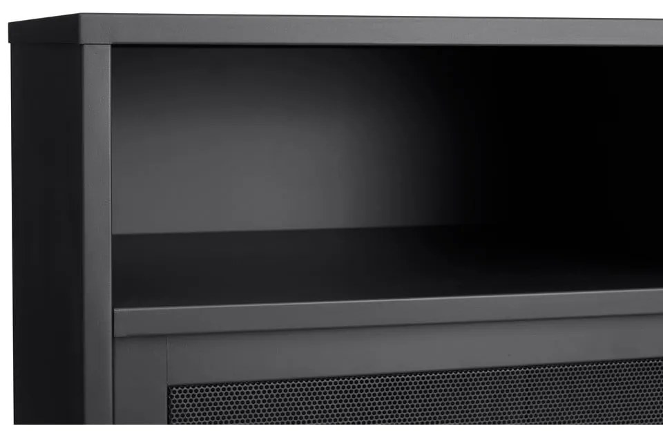 Dulap negru din metal cu ușă glisantă 90x140x40 cm Veep – Unique Furniture