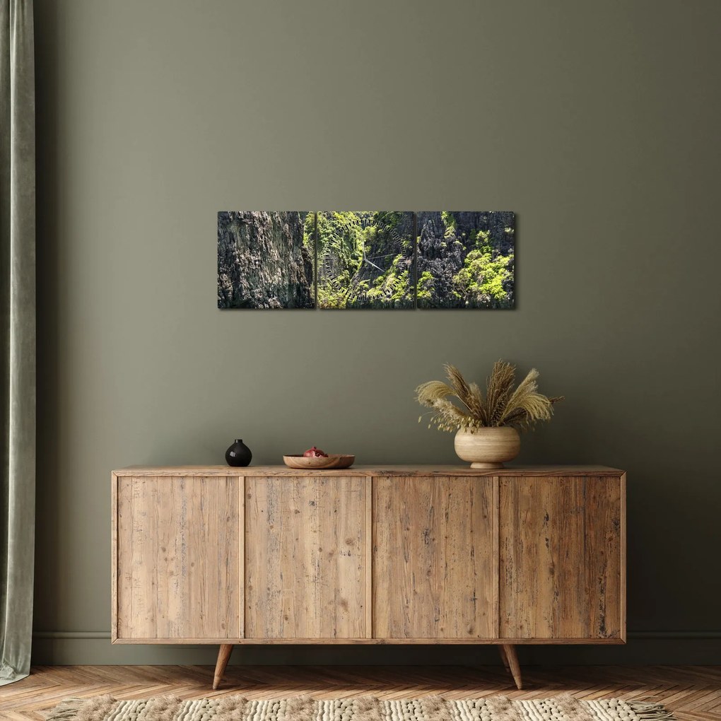 Tablou cu râu montan (cu ceas) (90x30 cm)