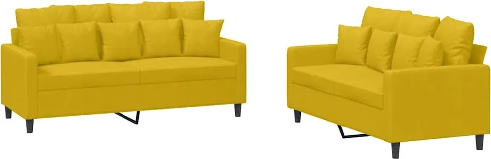 vidaXL Set de canapele cu perne, 2 piese, galben, catifea