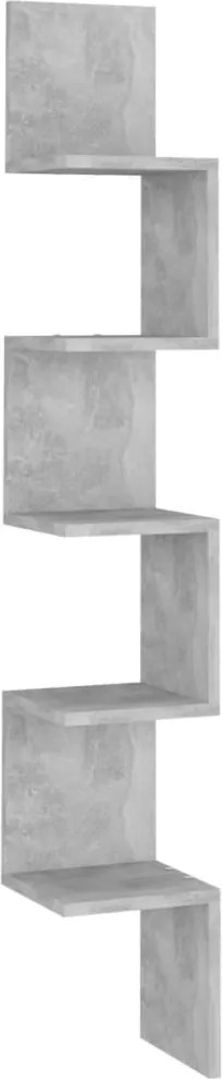 vidaXL Raft de perete pentru colț, gri beton, 20x20x127,5 cm , PAL