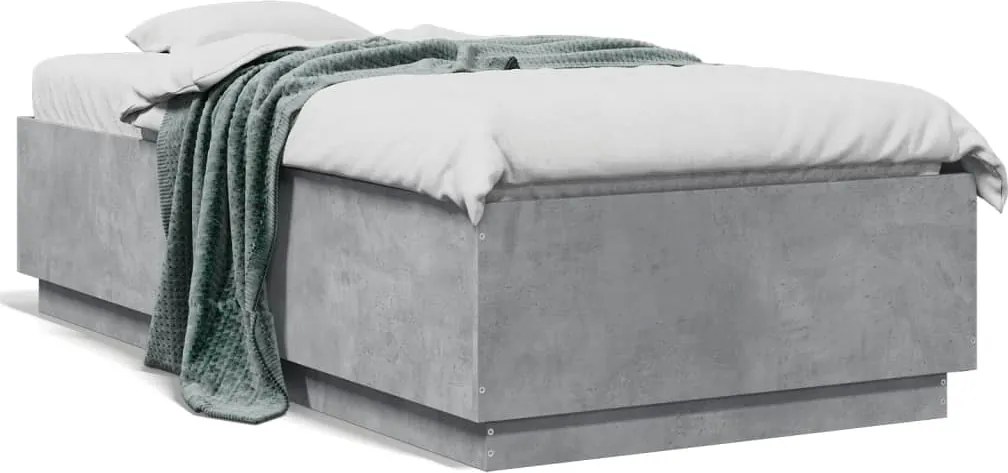 vidaXL Cadru de pat, gri beton, 75x190 cm, lemn prelucrat