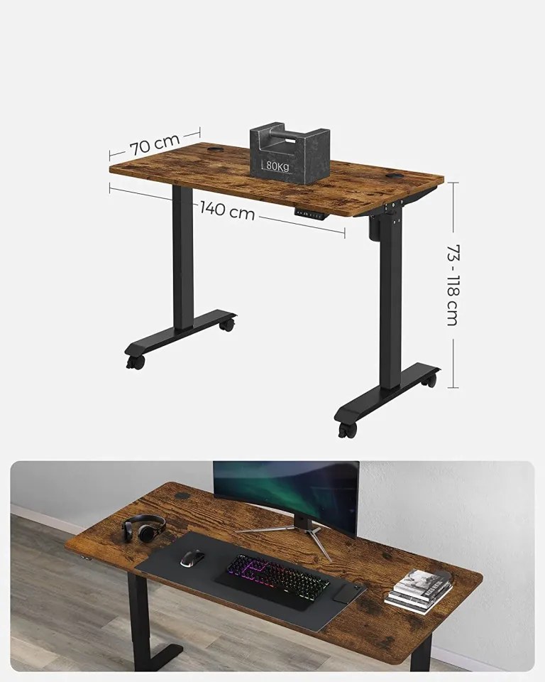 BII20 - Birou electric 140x70x73-118 cm, inaltime reglabila, masa office industriala - Maro