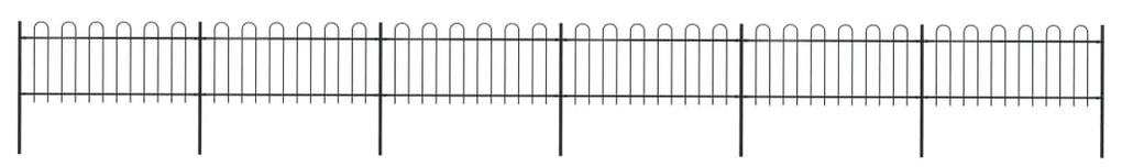 Gard de gradina cu varf curbat, negru, 10,2 x 0,8 m, otel 1, 0.8 m, 10.2 m