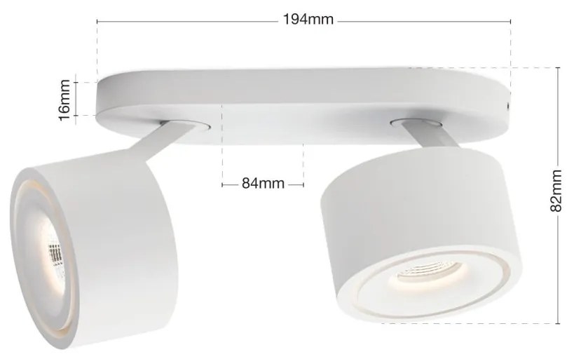 Plafoniera cu 2 Spoturi LED directionabile SPECTER alba
