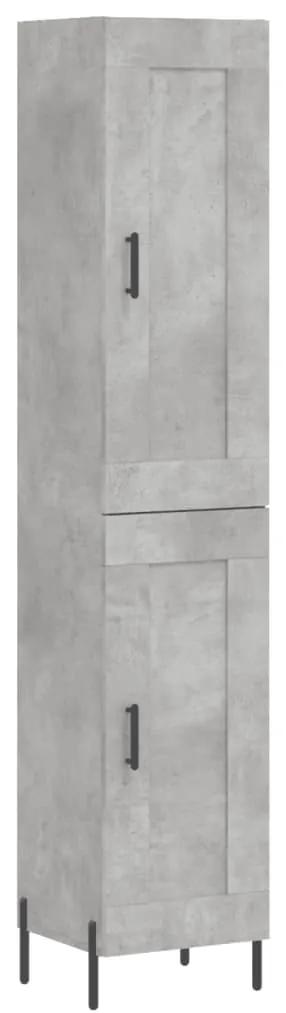 3200461 vidaXL Dulap înalt, gri beton, 34,5x34x180 cm, lemn prelucrat