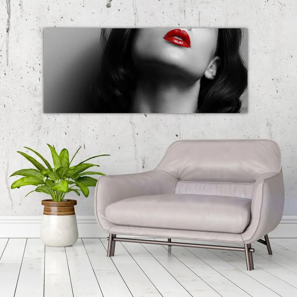 Tablou - Portretul unei femei cu ruj roșu (120x50 cm)