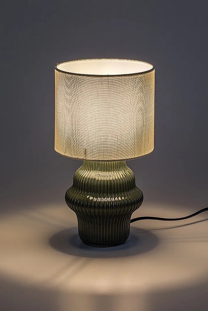 Lampa de masa ceramica verde abajur alb Glimo