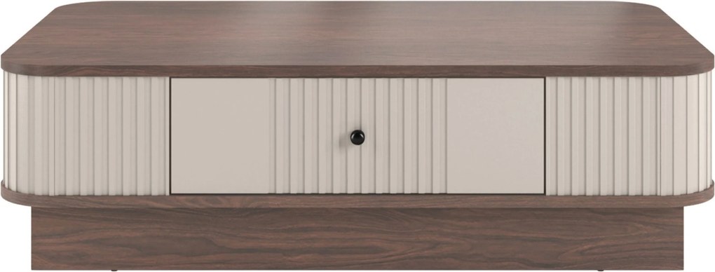 Măsuță de cafea Vesper 103x60 cm cu sertar și mâner negru - culoare cașmir / nuc