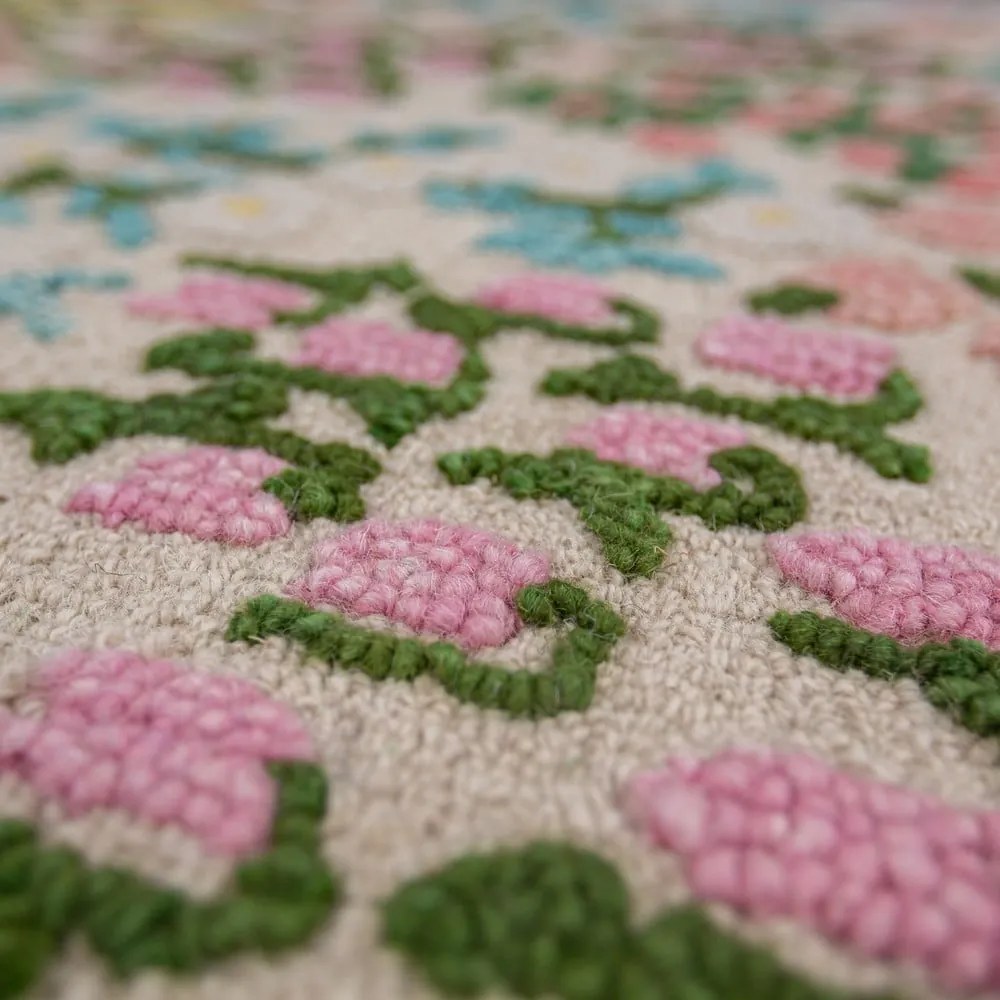 Covor crem țesut manual din lână 120x170 cm Emilia Floral – Flair Rugs