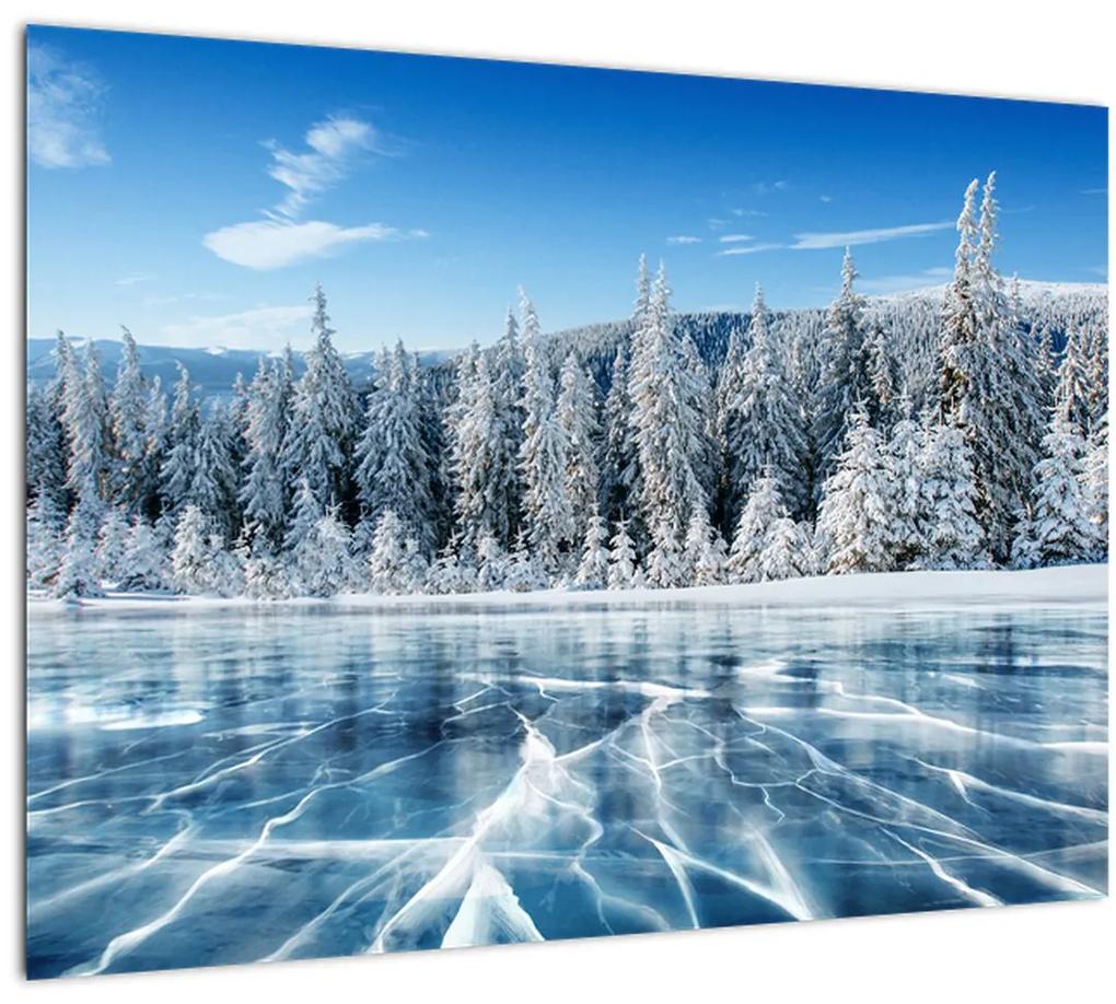 Tablou cu lacul înghețat și copacii înzăpeziți (70x50 cm), în 40 de alte dimensiuni noi