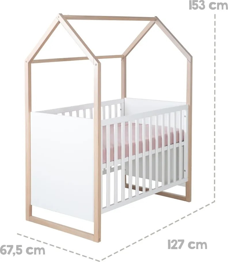 Pătuț alb 60x120 cm Cabane – Roba