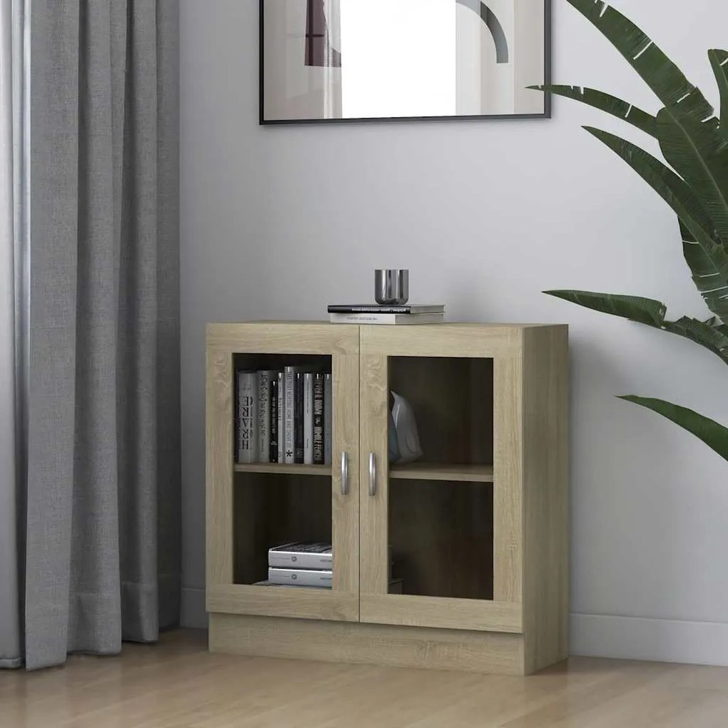 vidaXL Dulap cu vitrină, stejar sonoma 82,5x30,5x80 cm lemn prelucrat