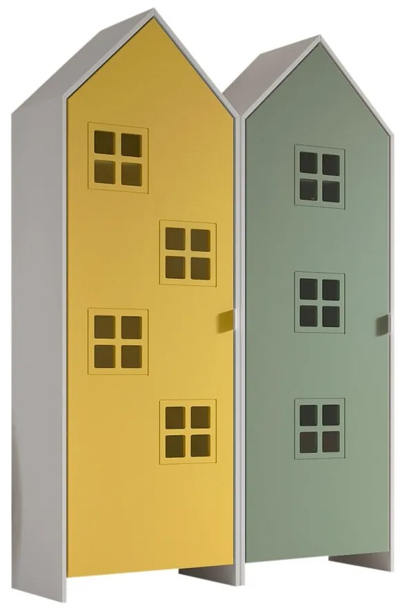 Set 2 dulapuri Casami Bruges în formă de căsuță de plajă – galben și verde – Vipack