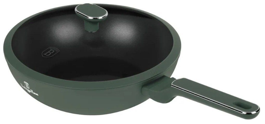 Tigaie wok antiaderenta cu titan 28 cm Green Matte Collection Berlinger Haus BH 8159