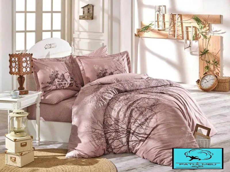 Lenjerie de pat bumbac 100% poplin, pat 2 persoane, Hobby Home, HBP-35