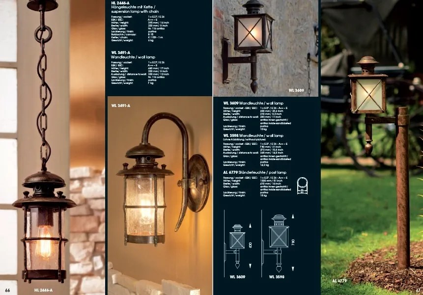Aplica iluminat exterior design felinar din fier forjat WL 3412-A