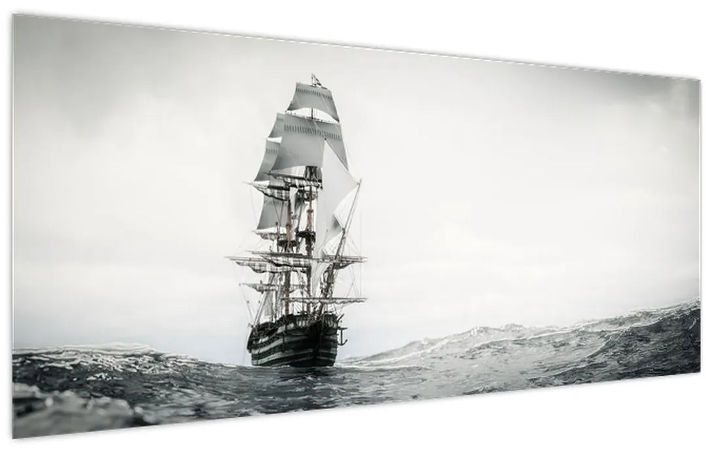 Tablou - O navă care navighează pe ocean (120x50 cm)