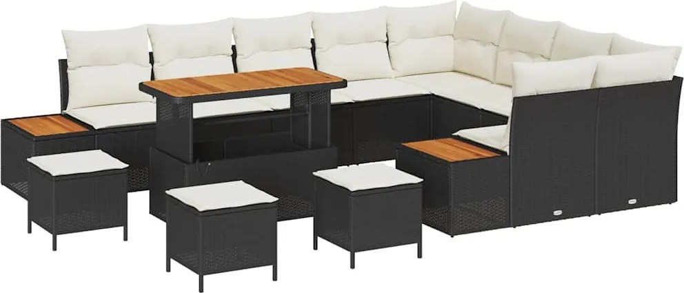 vidaXL Set de canapele pentru grădină 13 pcs Negru poliratan