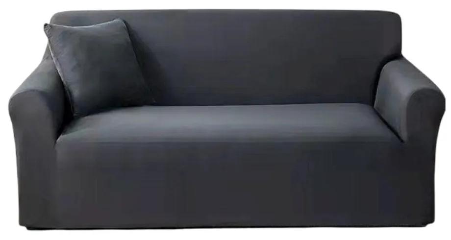 Husa elastica moderna pentru canapea 3 locuri + 1 față de perna cadou, marime: L, gri inchis, HES3-07