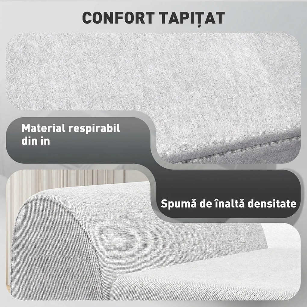 HOMCOM Bancă cu Spațiu de Depozitare cu Cotiere din Țesătură și Lemn 132x42x50 cm Gri | Aosom Romania