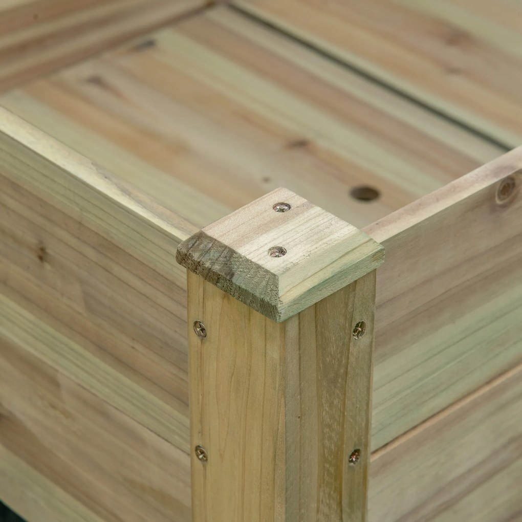 Outsunny Ghiveci înălțat cu etajeră de depozitare din lemn, pătrat de grădină pe picioare ridicat, 113 x 56 x 84 cm, verde | Aosom Romania