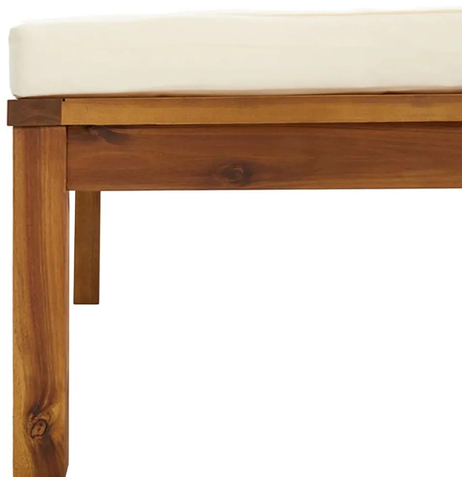 Set mobilier gradina cu perne crem, 5 piese, lemn masiv acacia Crem, 2x colt + mijloc + suport pentru picioare + masa, 1