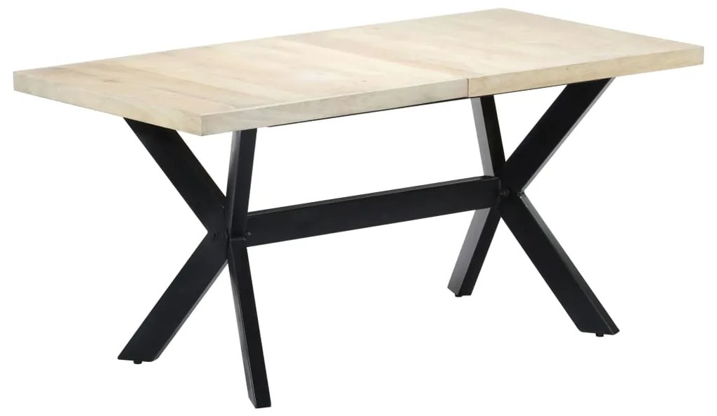 247434 vidaXL Masă de bucătărie, alb, 160x80x75 cm, lemn masiv de mango