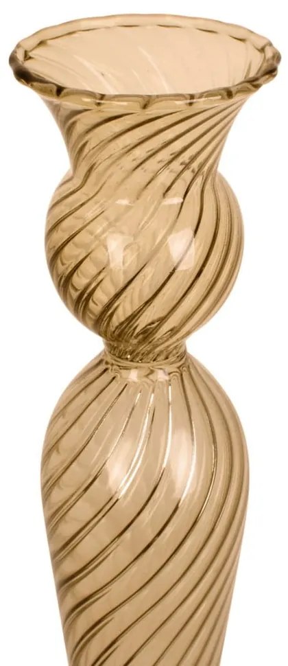 Sfeșnic din sticlă PT LIVING Swirl, înălțime 26,5 cm, maro deschis