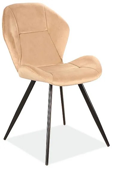 Scaun modern tapitat cu catifea Ginger Velvet bej